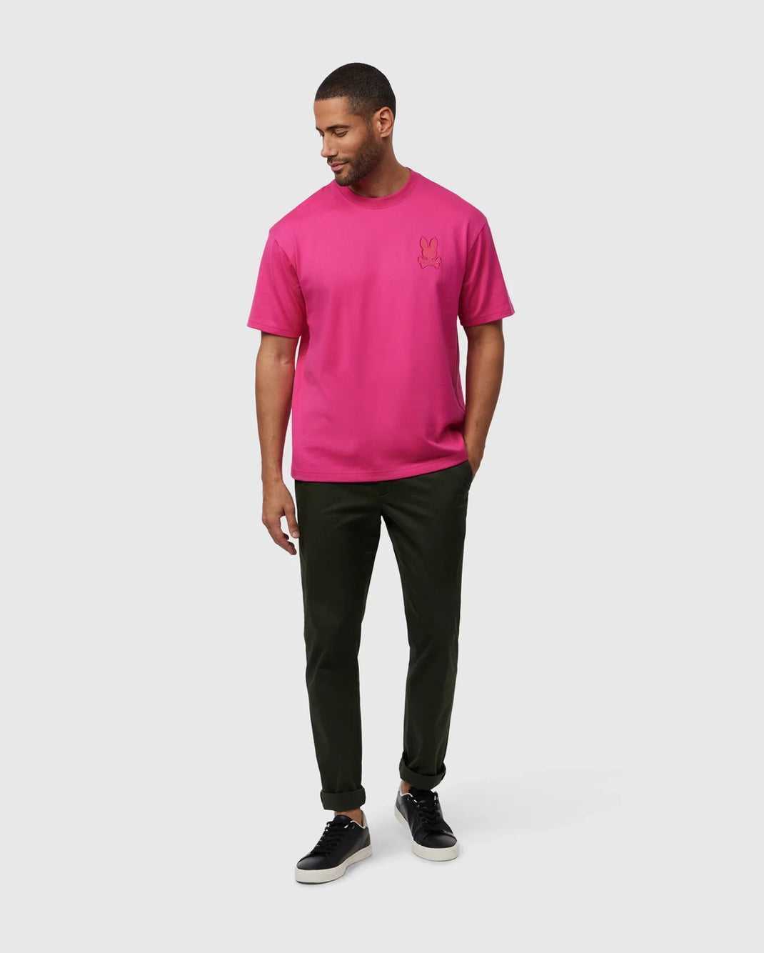 Tees Psycho Bunny Danby Oversized Tee Fushia Violette Homme | QFE-50739123